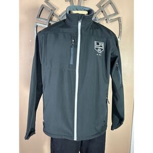 LA Kings NHL Black Softshell Jacket‎ Full Zip Embroidered Logo Men's Large